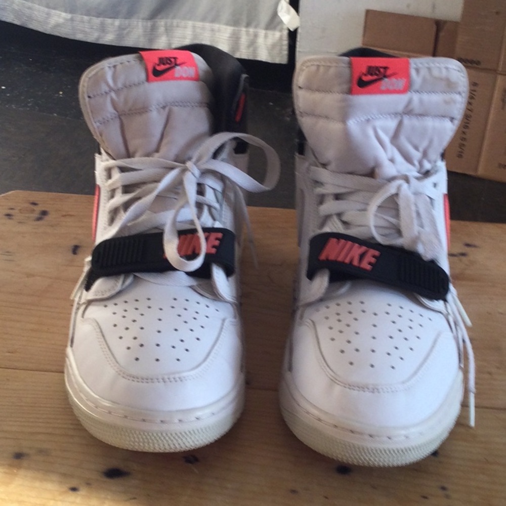Nike White and Coral High-Top Sneakers